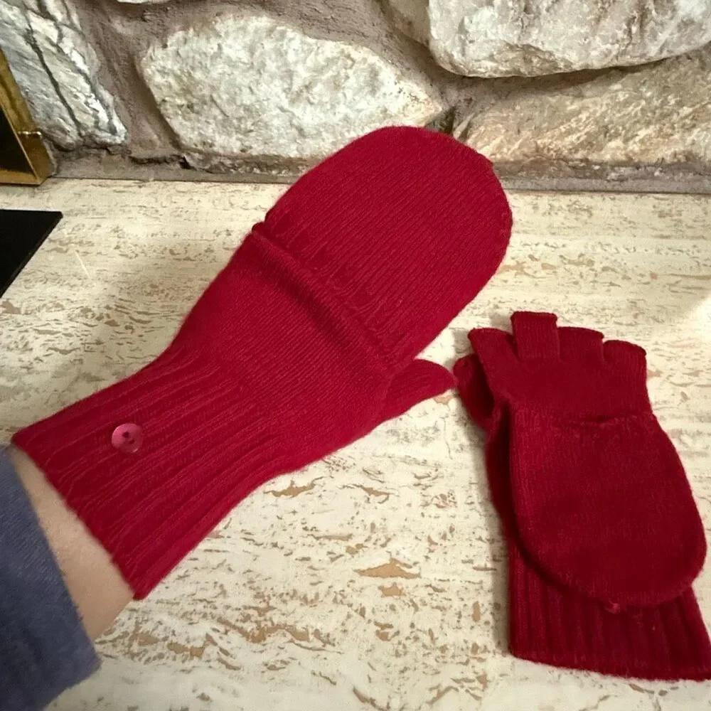 100% Cashmere Express womens convertible fingerless gloves with mittens